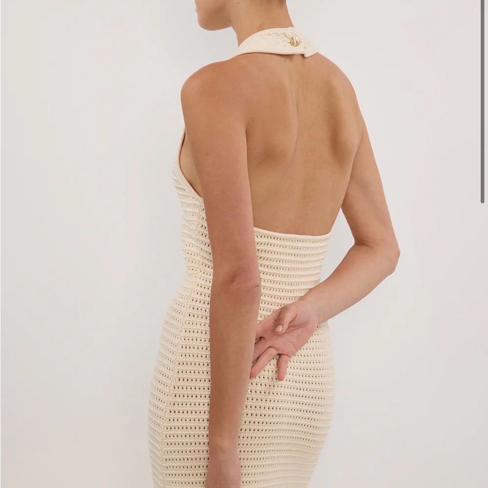 DISSH Gina Cream Halter Crochet Midi Dress - Picture 2 of 6